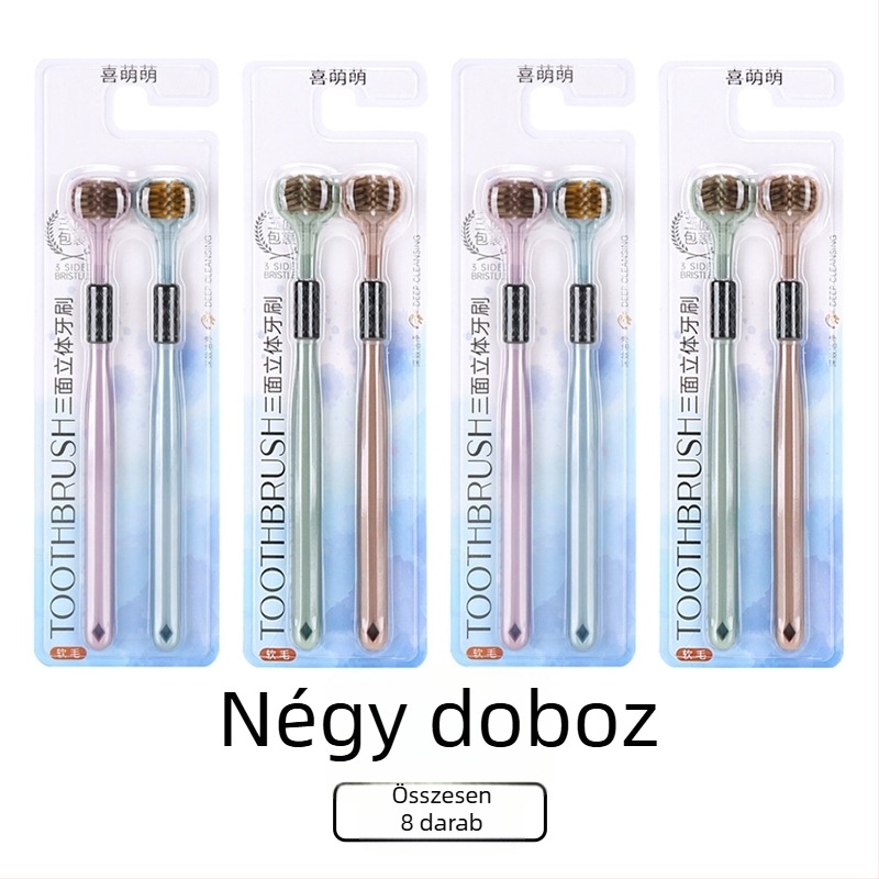 Háromoldalú fogkefe lágy sörtékkel felnőtteknek, 3D tisztítás holt zugok nélkül, modell 029, otthoni használatra