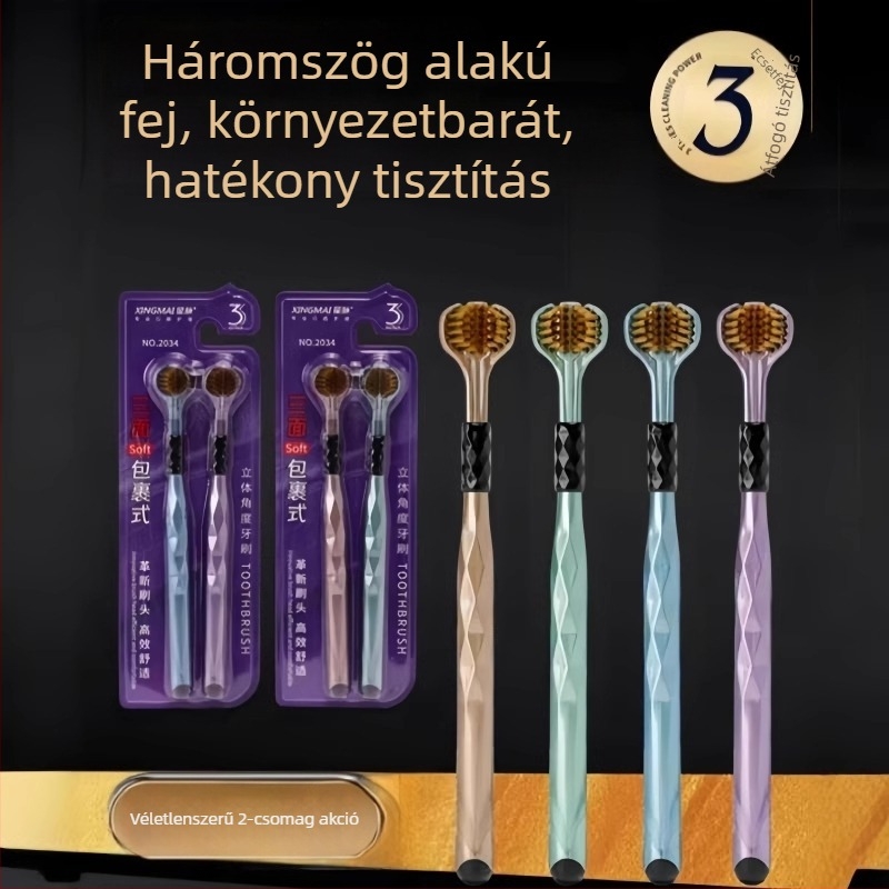 Háromoldalú fogkefe lágy sörtékkel felnőtteknek, 3D tisztítás holt zugok nélkül, modell 029, otthoni használatra