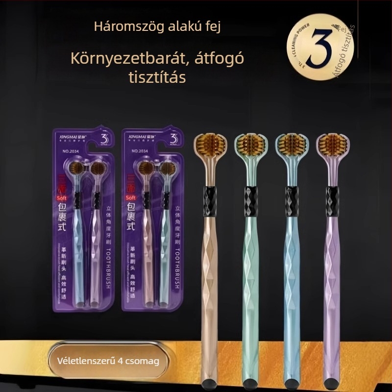 Háromoldalú fogkefe lágy sörtékkel felnőtteknek, 3D tisztítás holt zugok nélkül, modell 029, otthoni használatra