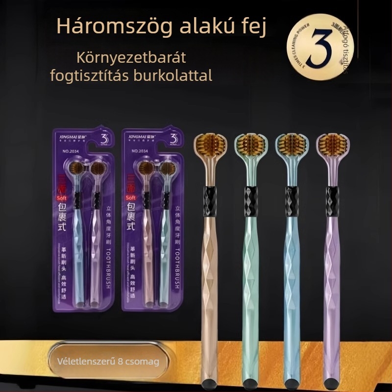 Háromoldalú fogkefe lágy sörtékkel felnőtteknek, 3D tisztítás holt zugok nélkül, modell 029, otthoni használatra