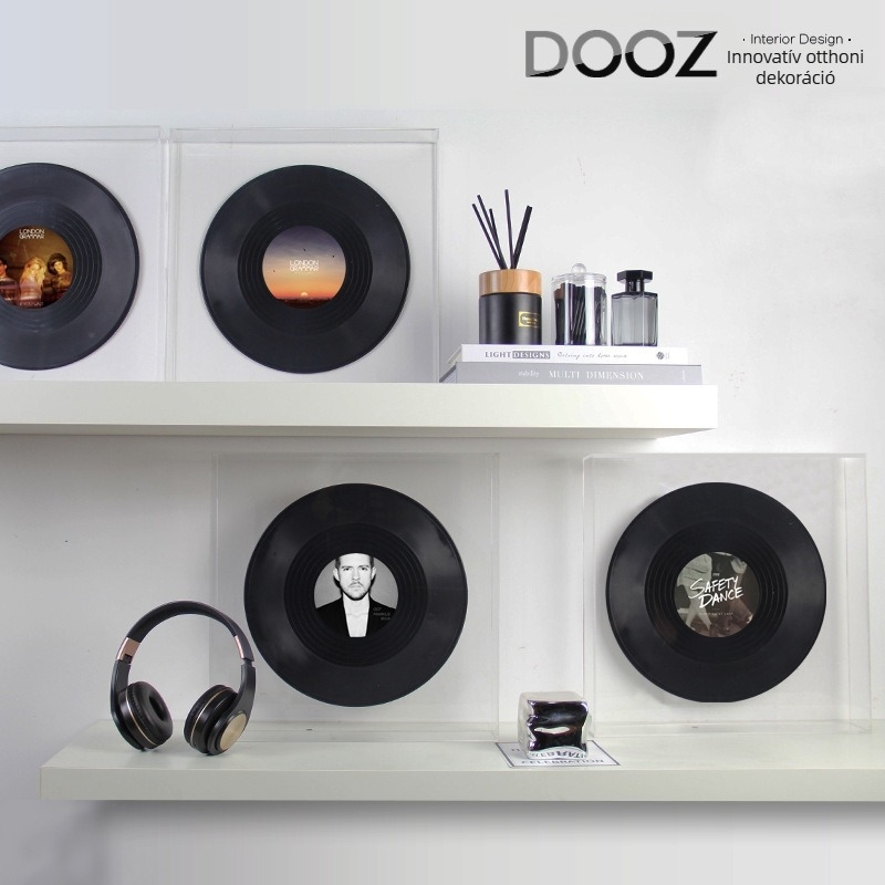 Vinyl lemez falidísz – akril, modern minimalist stílus, kategória: zenedoboz, anyagok: műanyag, gyanta