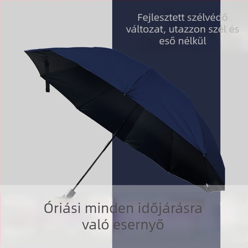 Üzleti stílusú esernyő 10 acél bordával, megerősített, vastagított konstrukció, automatikus nyitás, szélálló, logónyomtatás