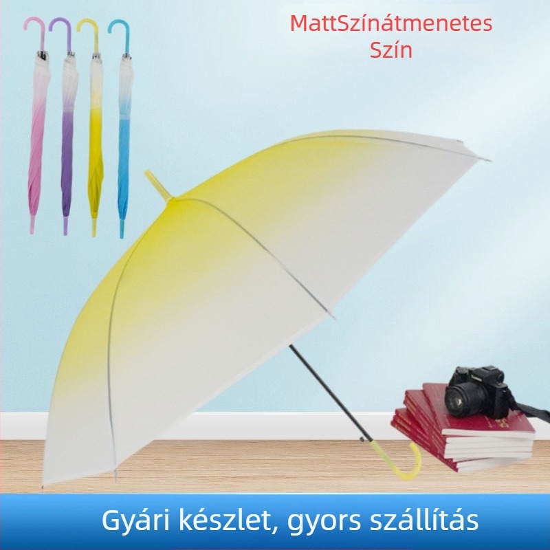 Átlátszó esernyő logónyomtatással, kézi nyitás-zárás, 8 acél borda, műanyag fogantyú és vas tengely