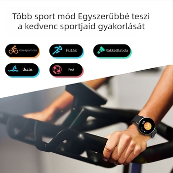 R18t okos karkötő teljes érintőképernyővel, pulzus- és vérnyomás monitorozás, vízálló, Bluetooth, 7–14 napos üzemidő.