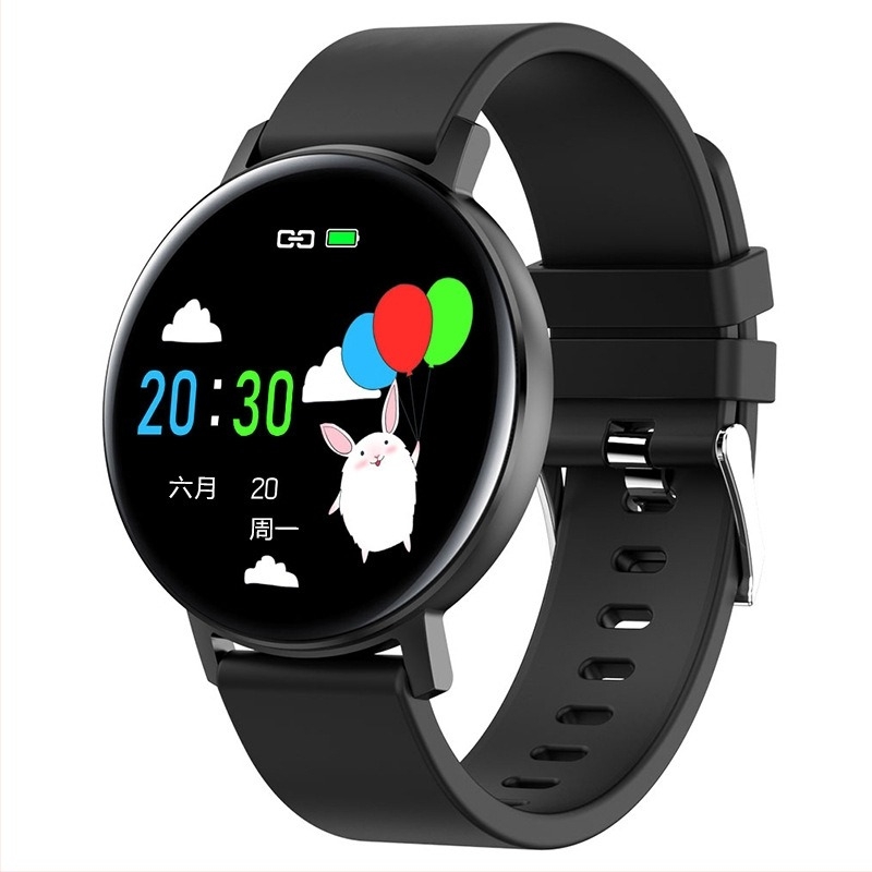 R18t okos karkötő teljes érintőképernyővel, pulzus- és vérnyomás monitorozás, vízálló, Bluetooth, 7–14 napos üzemidő.