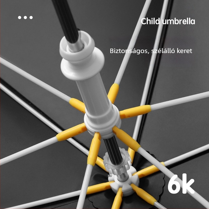 Gyerekeknek szóló esernyő, könnyű, 6 bordával, alumínium vázzal, műanyag markolattal, kézi nyitás, 190T anyagú vászon, logó nyomtatva