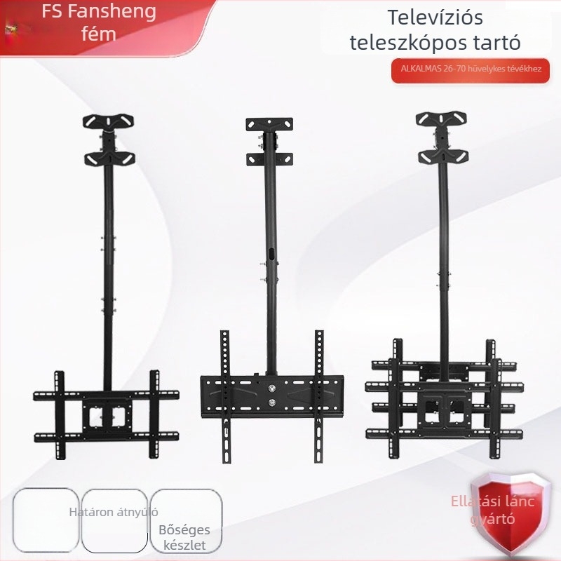 Kettős kijelzős mennyezeti TV-tartó, forgó, teleszkópos, okostévékhez