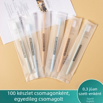 Egyszer használatos hotel/fogkészlet puha sörtéjű, műanyagból készült; nem biológiailag lebomló; 12 hónapos lejárati idővel