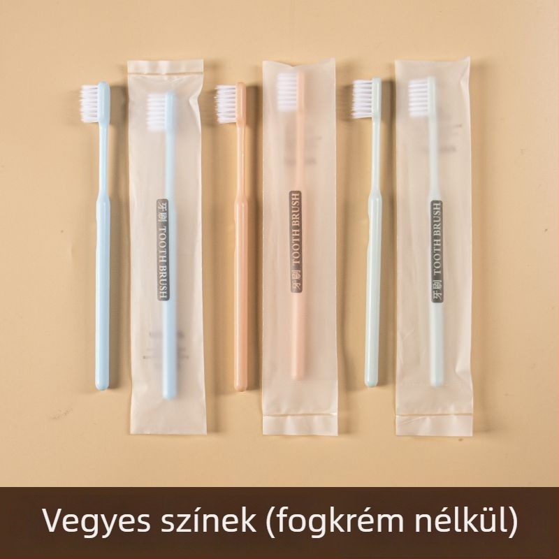 Egyszer használatos hotel/fogkészlet puha sörtéjű, műanyagból készült; nem biológiailag lebomló; 12 hónapos lejárati idővel