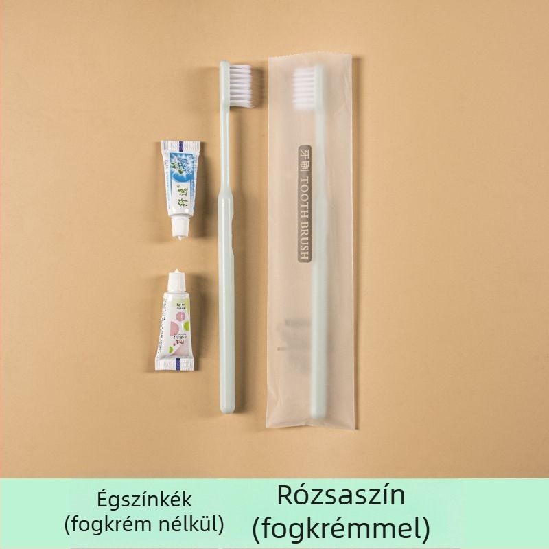 Egyszer használatos hotel/fogkészlet puha sörtéjű, műanyagból készült; nem biológiailag lebomló; 12 hónapos lejárati idővel