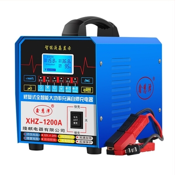 Univerzális autóakkumulátor-töltő 12V/24V, DC kimenet 12V 20A / 24V 10A, bemenet AC180–250V, intelligens töltés akkumulátor-restaurációval, CE tanúsított