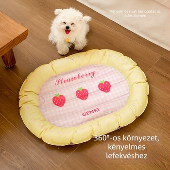 Bowknot Strawberry Heart hűtő matrac kutyáknak és macskáknak — karcolásálló, tartós gél matrac (polimer-gél / PP gyapot / PVC)