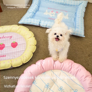 Bowknot Strawberry Heart hűtő matrac kutyáknak és macskáknak — karcolásálló, tartós gél matrac (polimer-gél / PP gyapot / PVC)