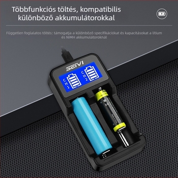 18650 akkumulátor töltő USB kijelzővel, kettős 1000mAh kimenet, bemenet 5V 1-2A, automatikus kikapcsolás
