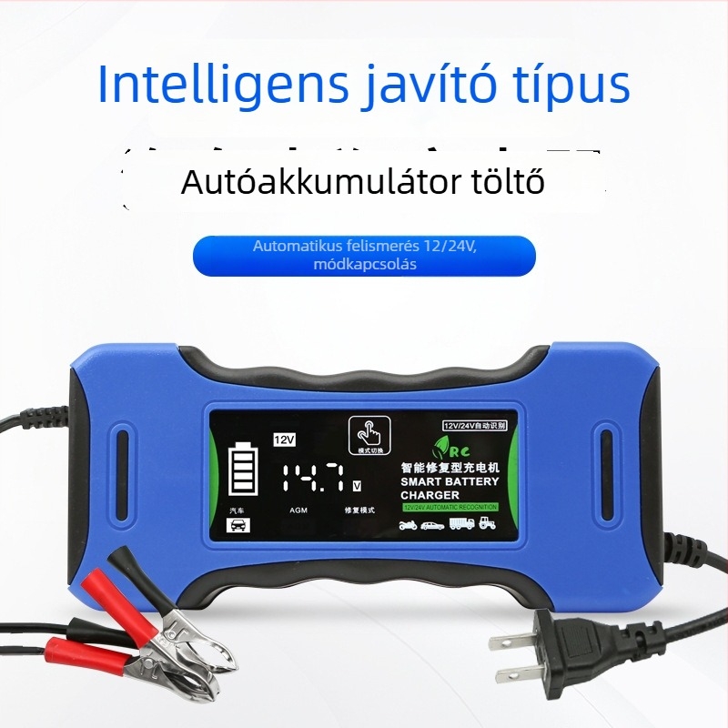 Hipws univerzális 12-24V akkumulátortöltő, intelligens automata töltés automatikus kikapcsolással, bemenet AC 90-240V, kimenet 4.2-29V