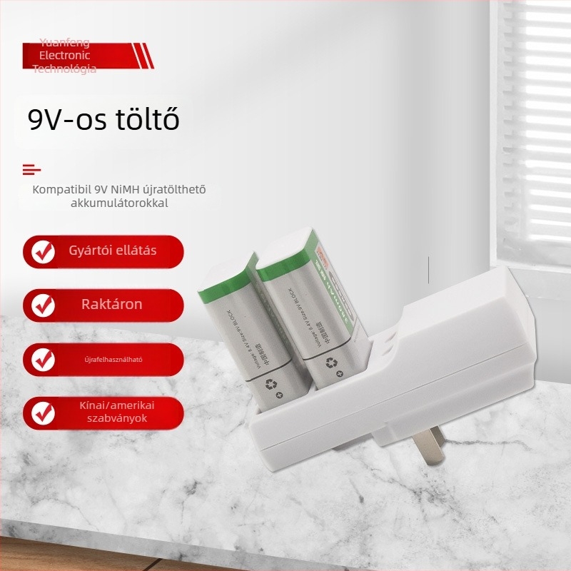9V Ni-MH akkumulátor töltő, kimenet 9.6V 0.6A, bemenet 220V 50Hz