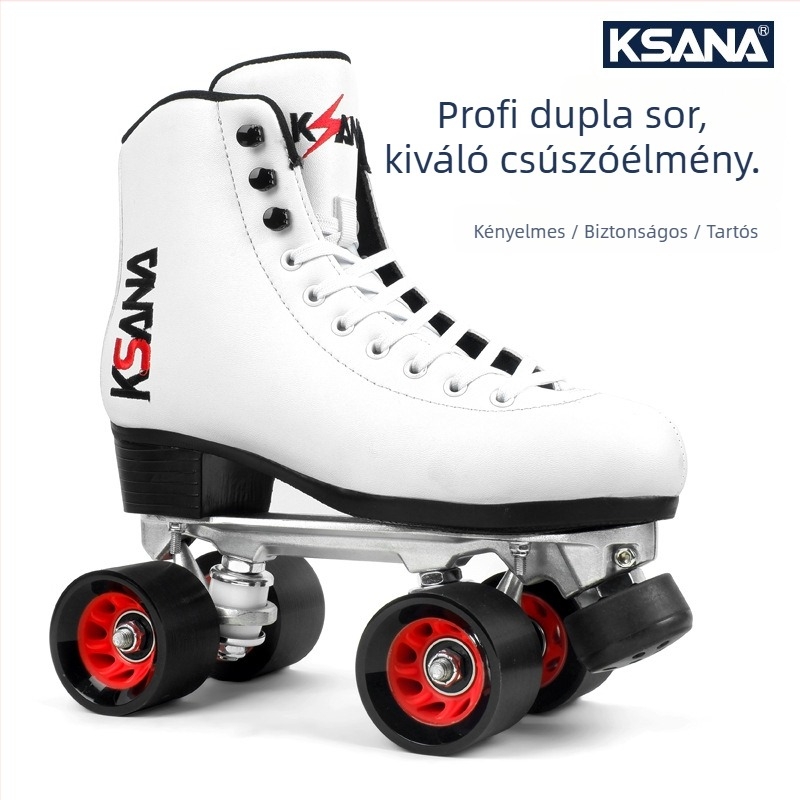 Moment görkorcsolya: mikroszálas bőr felsőrész, dupla soros PU kerekek, gumi talp