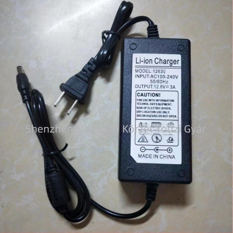 Li-ion akkumulátor töltő 3S 18650-ös csomagokhoz, bemenet 12,6V/3A, kompatibil elektromos csavarhúzóval és kézi fúróval