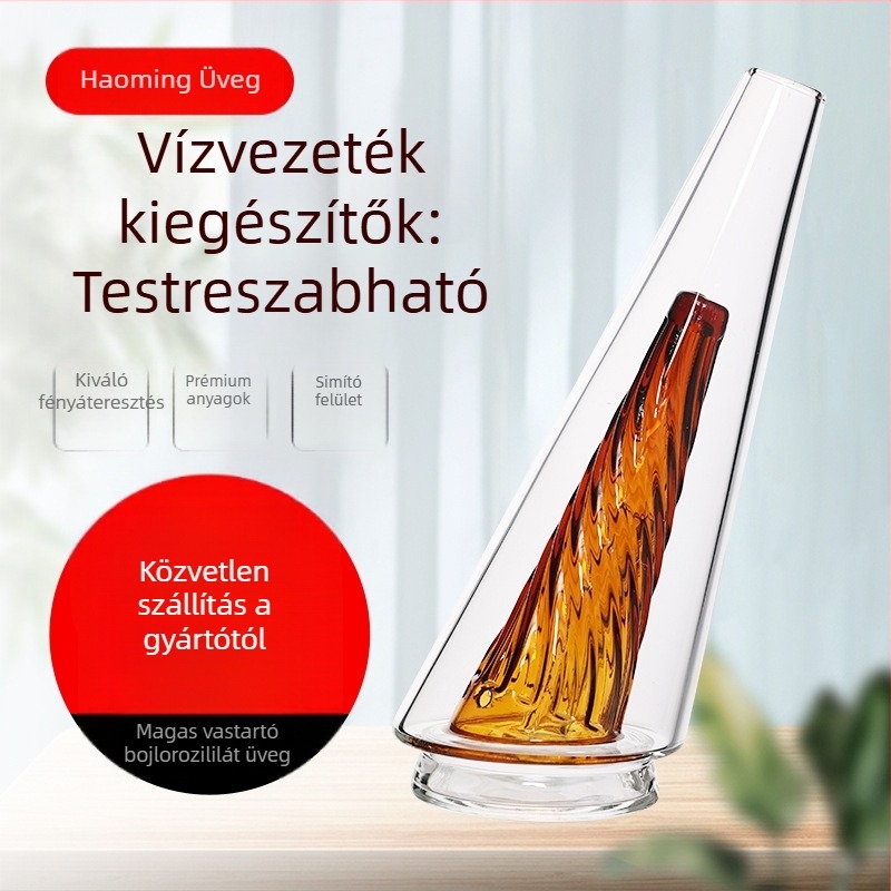 Üveg vízipipa kiegészítő, menetes vulkánfejjel – Hao Ming, testreszabás elérhető