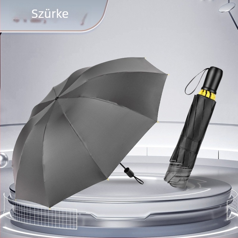 Visszafelé hajtogatott ernyő napvédelemre és esőre, üzleti reklám ernyő logónyomtatási lehetőséggel, 10 vas borda, kézi nyitás-zárás, UPF 40+