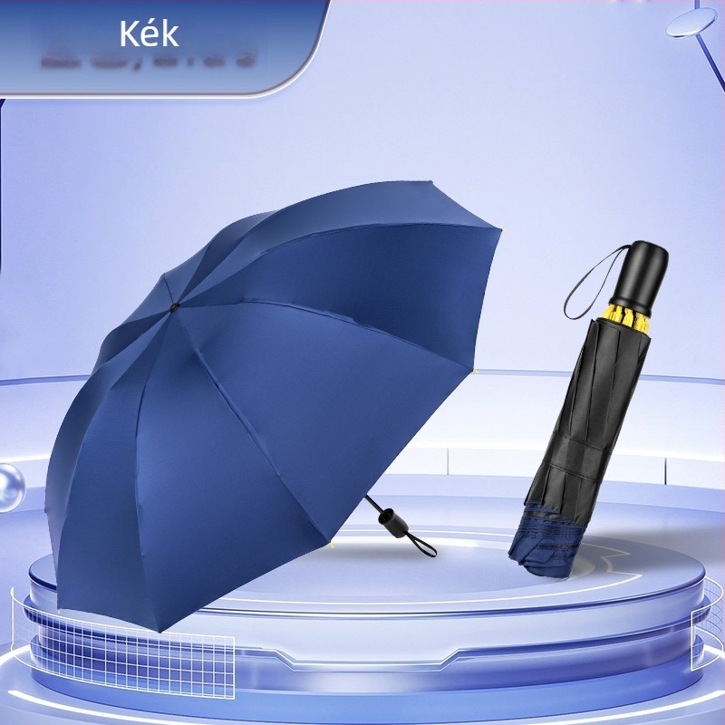 Visszafelé hajtogatott ernyő napvédelemre és esőre, üzleti reklám ernyő logónyomtatási lehetőséggel, 10 vas borda, kézi nyitás-zárás, UPF 40+