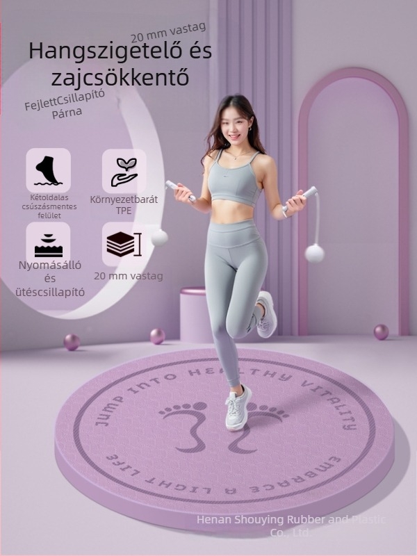 Vezeték nélküli ugráló matrac – ütéscsillapító, vastagított, hangtompító, csúszásmentes, kerek otthoni fitnesz matrac (TPE, 1000 g, vastagság 6/8/10/12/15/20 mm, csíkos minta)