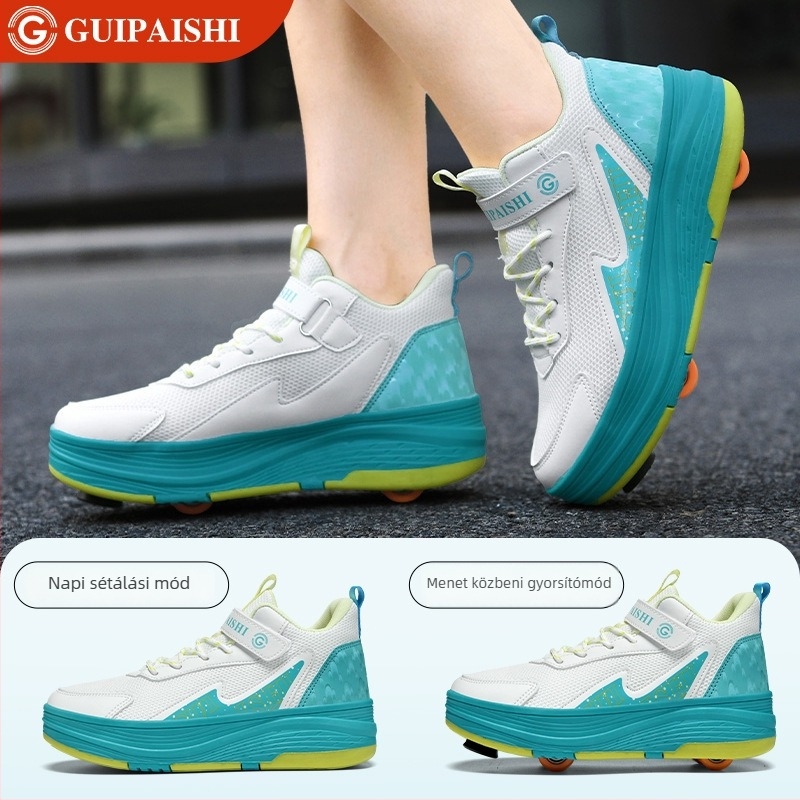 Guipishi Gyerekeknek Szánt Futócipő Dupla Sor PU Kerekekkel — Uniszex