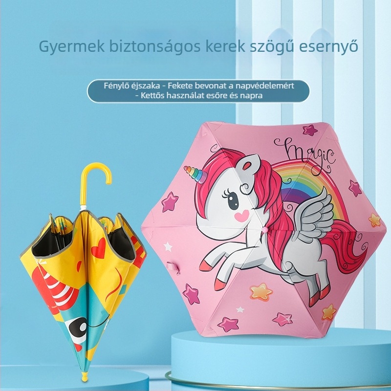 Gyerekeknek szóló esernyő dinoszaurusz Pegazusz dizájnnal, 6 bordás váz, 190T anyag, PA+++ UV védelem, fényvisszaverő csík.