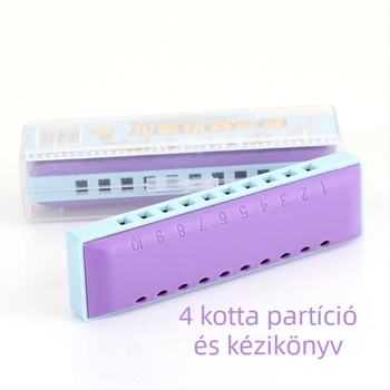 10‑lyukú szájharmonika KS1001C ABS fedéllel és rezin hanglyukakkal óvoda és általános iskolai zeneoktatáshoz