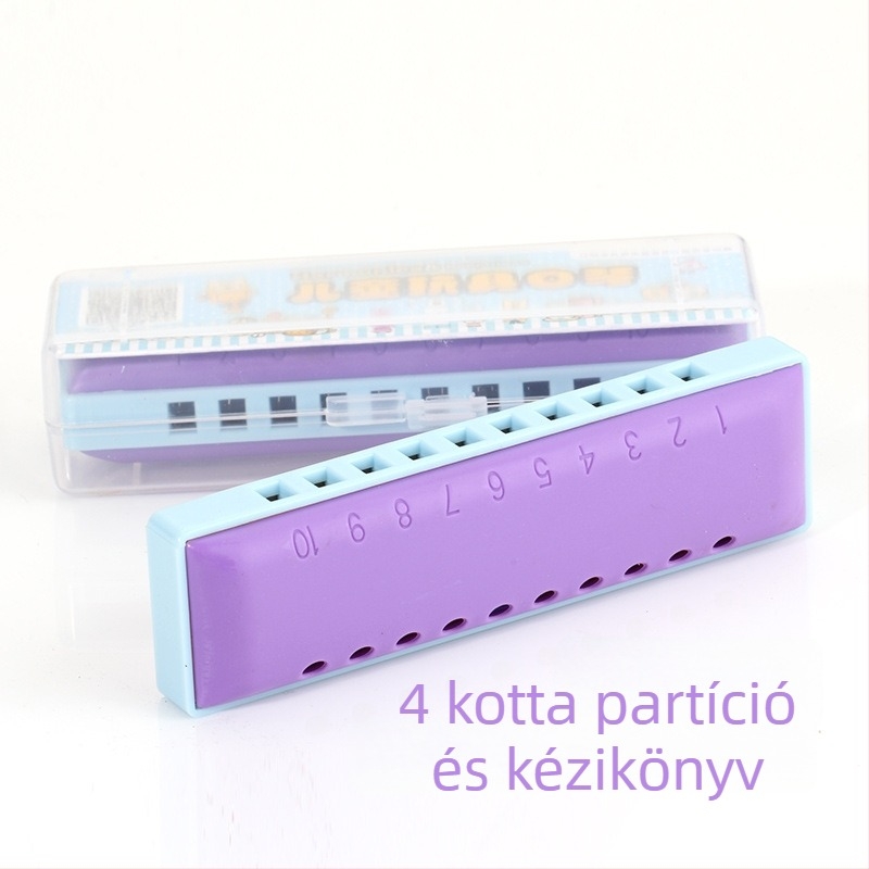 10‑lyukú szájharmonika KS1001C ABS fedéllel és rezin hanglyukakkal óvoda és általános iskolai zeneoktatáshoz