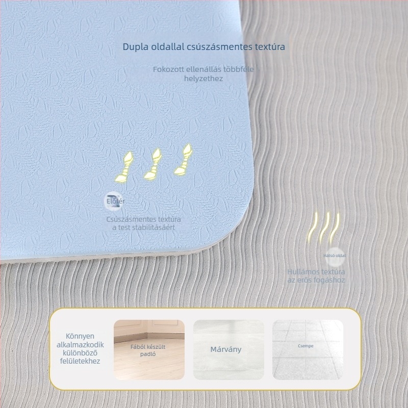 TPE jóga matrac, 8 mm vastagság, csúszásmentes, ütéscsillapító, egyszínű mintázat, otthoni edzéshez