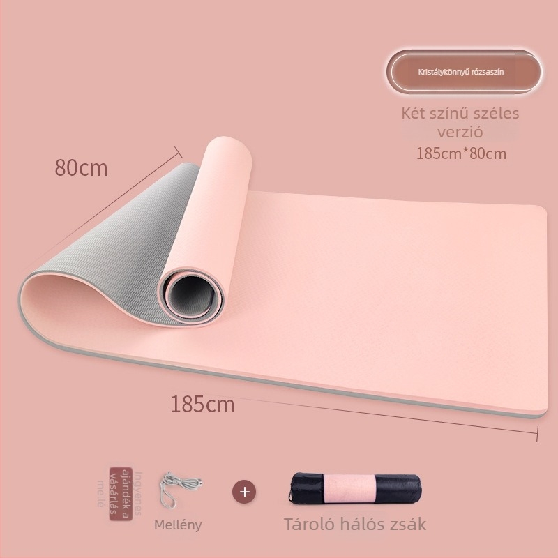 TPE jóga matrac, 8 mm vastagság, csúszásmentes, ütéscsillapító, egyszínű mintázat, otthoni edzéshez