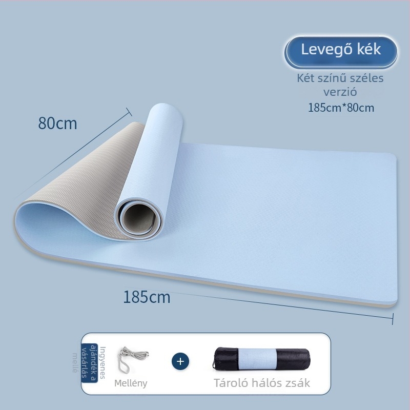 TPE jóga matrac, 8 mm vastagság, csúszásmentes, ütéscsillapító, egyszínű mintázat, otthoni edzéshez