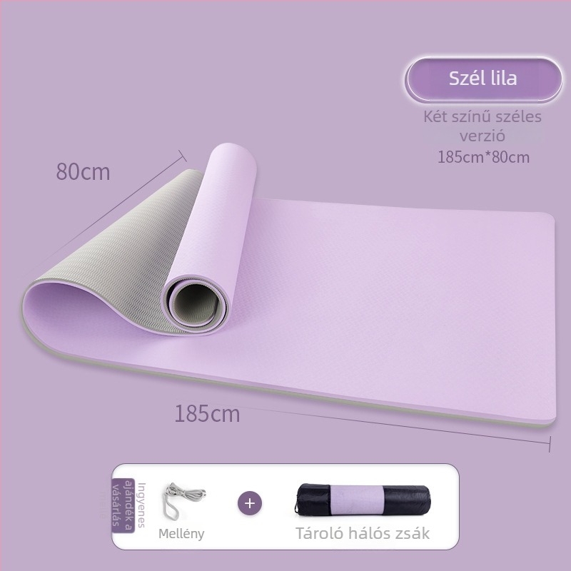 TPE jóga matrac, 8 mm vastagság, csúszásmentes, ütéscsillapító, egyszínű mintázat, otthoni edzéshez