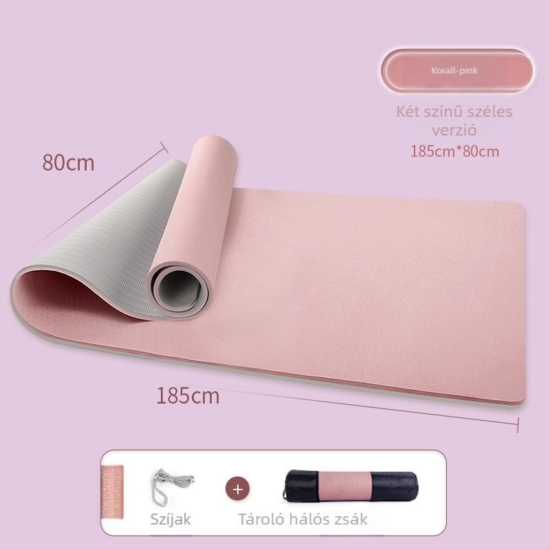 TPE jóga matrac, 8 mm vastagság, csúszásmentes, ütéscsillapító, egyszínű mintázat, otthoni edzéshez