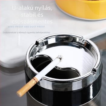 Rozsdamentes acélból készült forgó fedelű hamutartó, logónyomás, testreszabható vállalati ajándék