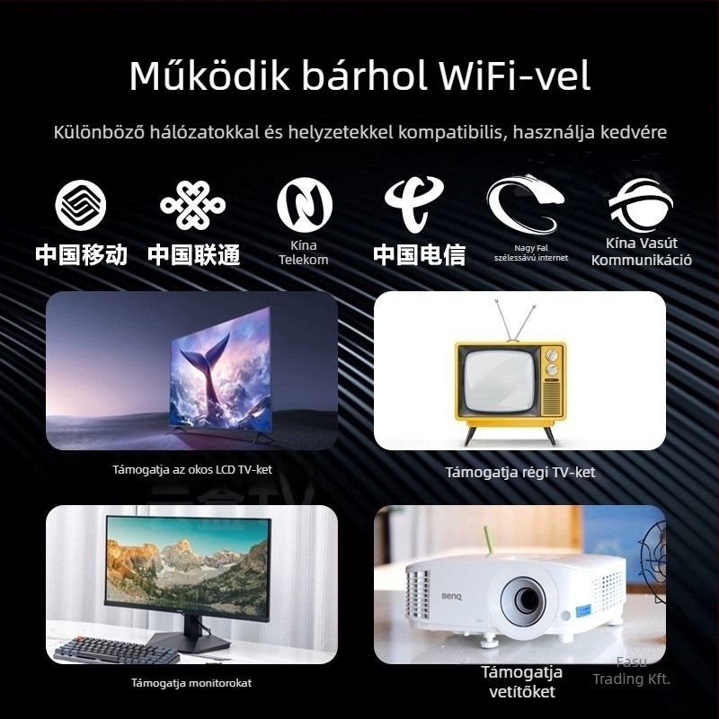 4K-s TV Box Wi‑Fi-vel, TF kártyahely, Bluetooth távirányító, 16GB tárhely
