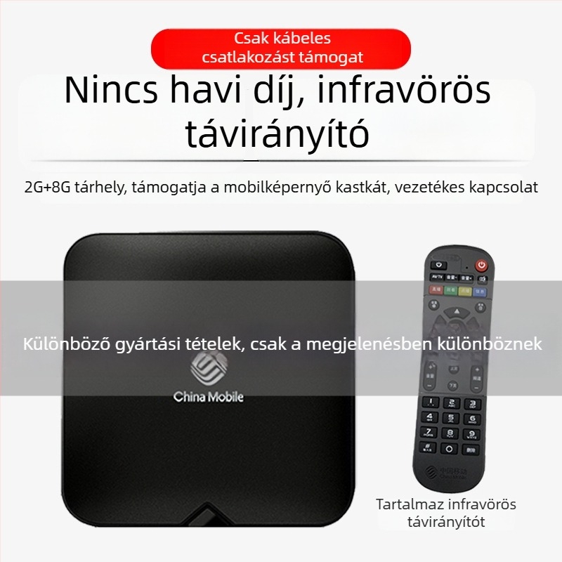 4K-s TV Box Wi‑Fi-vel, TF kártyahely, Bluetooth távirányító, 16GB tárhely