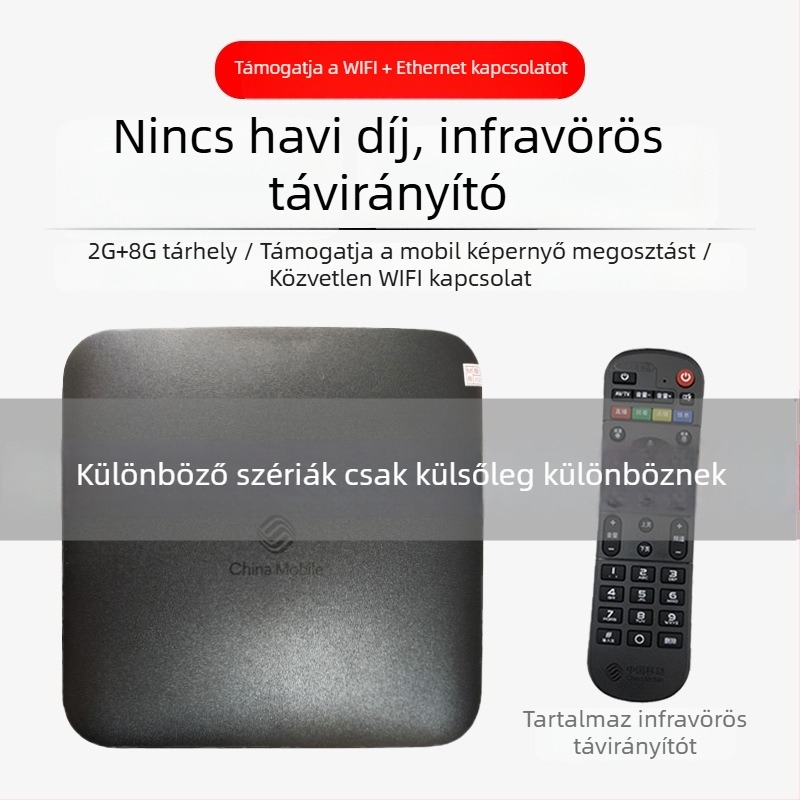 4K-s TV Box Wi‑Fi-vel, TF kártyahely, Bluetooth távirányító, 16GB tárhely