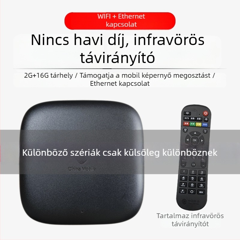 4K-s TV Box Wi‑Fi-vel, TF kártyahely, Bluetooth távirányító, 16GB tárhely
