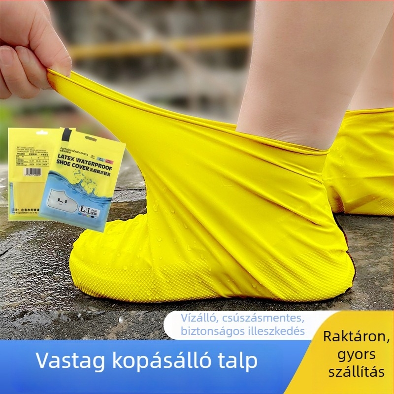 Természetes latexből készült vízálló cipővédők, univerzális illeszkedés, vastagodott elasztikus csúszásmentes kialakítás, 60 g vastagság, 65 g tömeg