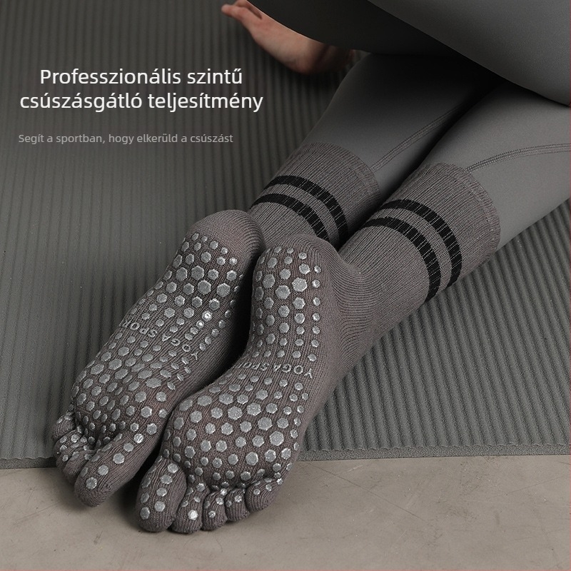 Ötujjas jóga zokni, csúszásmentes csíkos mintázat, edzésre, szépségre és táncra