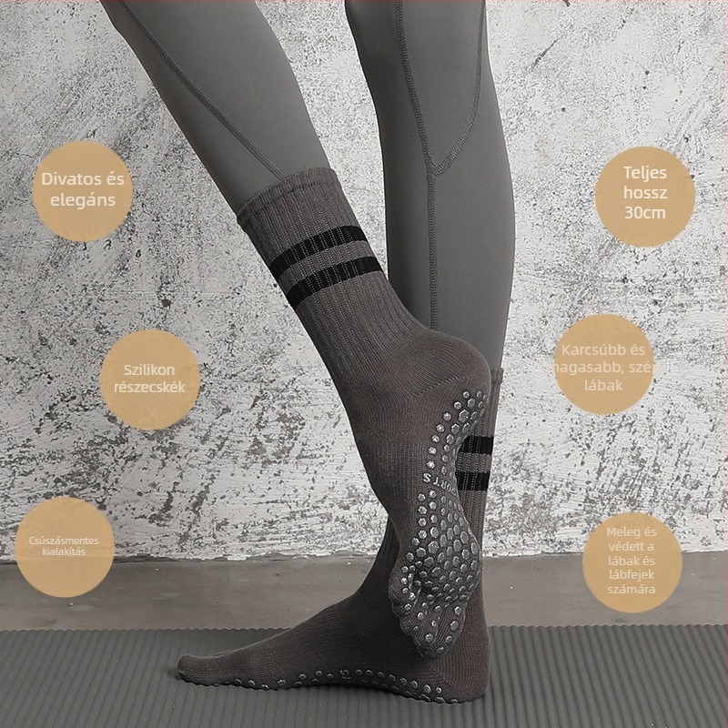 Ötujjas jóga zokni, csúszásmentes csíkos mintázat, edzésre, szépségre és táncra