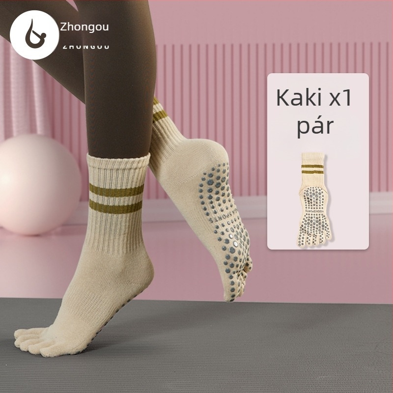 Ötujjas jóga zokni, csúszásmentes csíkos mintázat, edzésre, szépségre és táncra