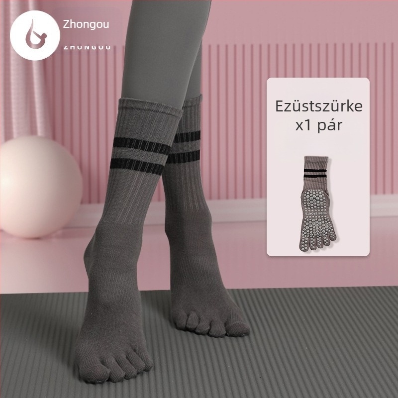 Ötujjas jóga zokni, csúszásmentes csíkos mintázat, edzésre, szépségre és táncra