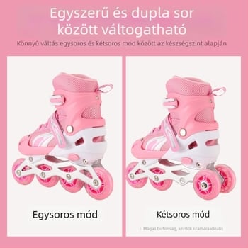 Négykerekű görkorcsolya kettős soros kerekekkel, felsőrész Canvas anyagból, talp TPR, műanyag kerekek