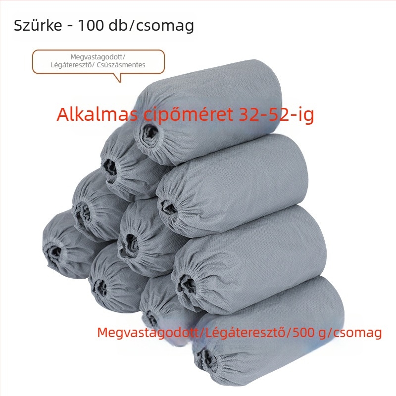 Egyszer használatos cipővédők nem szőtt anyagból, vastított és csúszásmentes, beltéri használatra, porvédelem, 100 db/csomag