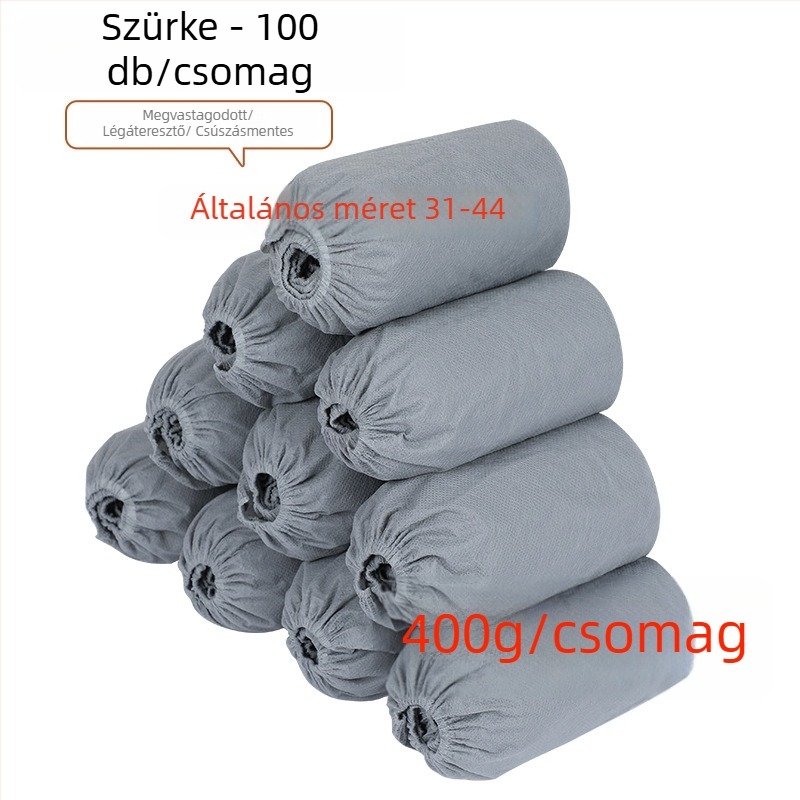 Egyszer használatos cipővédők nem szőtt anyagból, vastított és csúszásmentes, beltéri használatra, porvédelem, 100 db/csomag