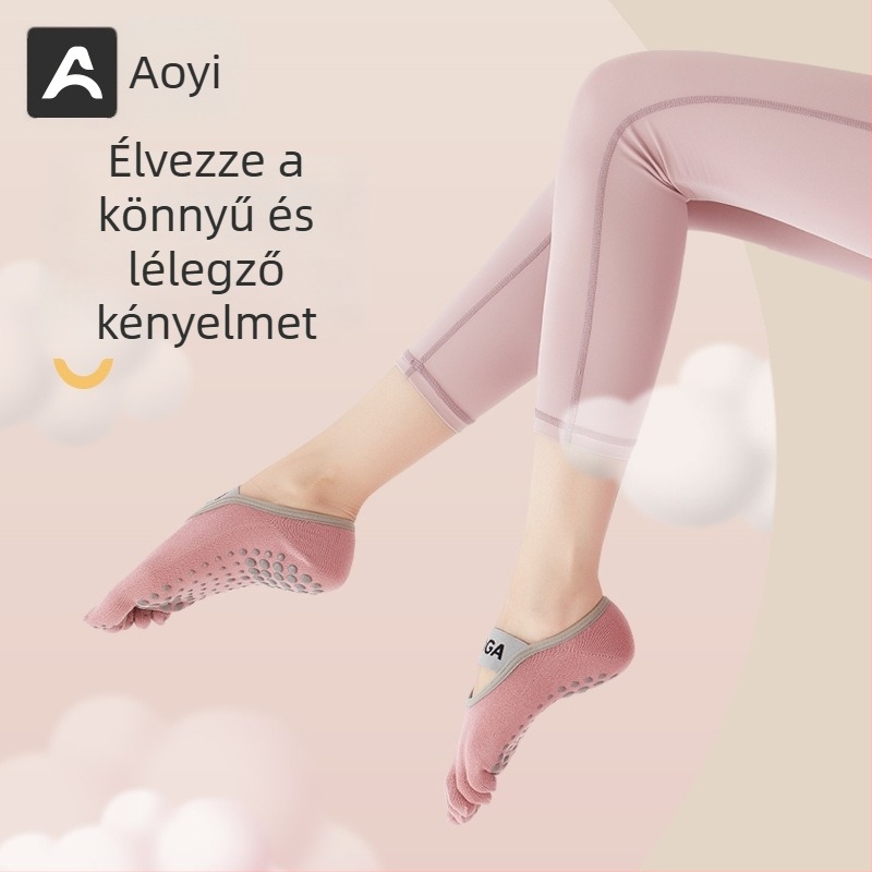 Női ötujjú, csúszásmentes jóga zokni – kezdőknek, futáshoz, edzéshez és masszázshoz.