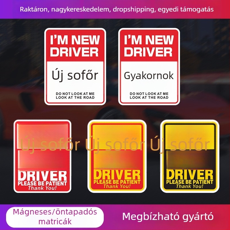 JDM autómatrica kezdőknek – karcolásvédő, fényvisszaverő felirattal és kreatív szöveggel